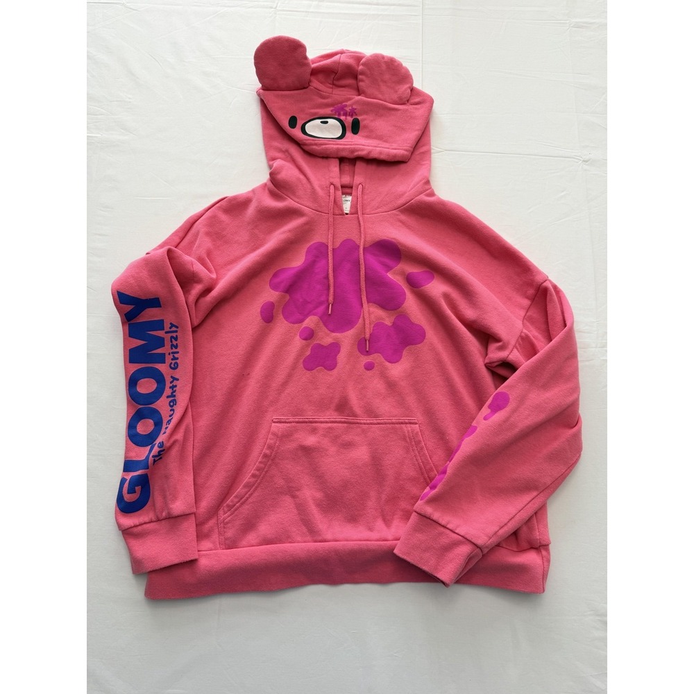 Gloomy Hoodie Teens Medium Pink Gloomy Bear Ears Graphic Pullover Fleece